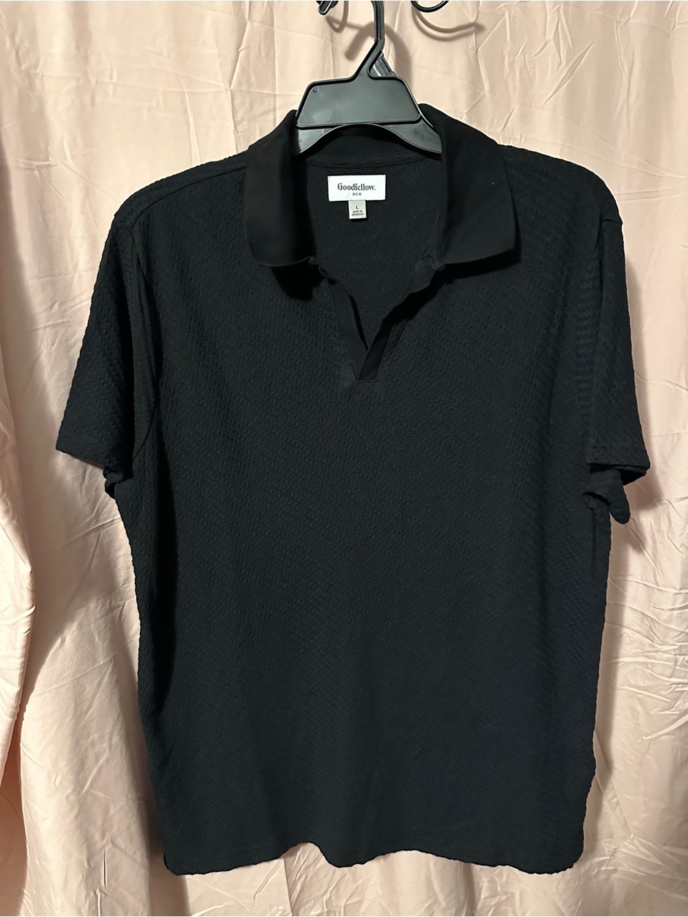 Goodfellow & Co Black Short-Sleeve Polo with Textured Knit